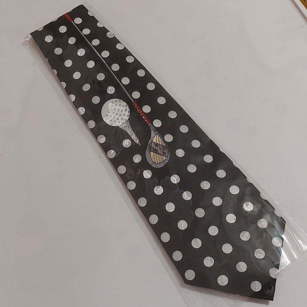 Vintage New Old Stock A. Rogers Golfer Golf Enthusiasts Novelty Print Tie